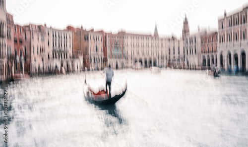Canvas Print gondola in venice with intentional camera movement for painterly mood