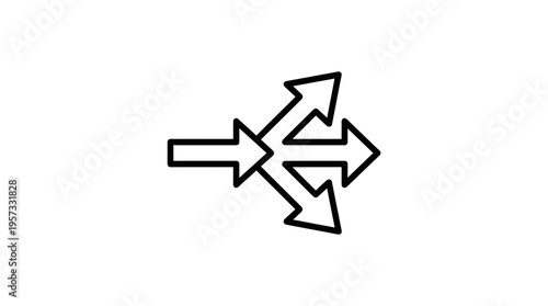 Arrow Symbol Split Into Three Directions