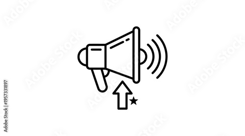 Megaphone Icon with Upward Arrow and Star