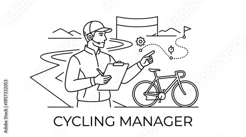Cycling Manager Guiding Cyclist on Race Route