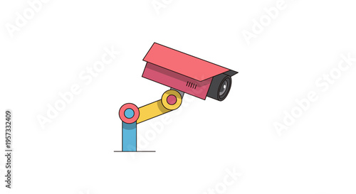 Modern Surveillance Camera With Robotic Arm Mount