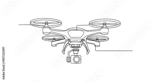 Minimalist Drone with Camera Line Art