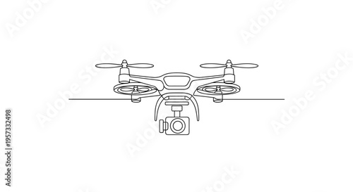 Line Drawing of a Drone with Camera