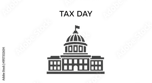 A minimalist vector graphic illustration of the US Capitol building on Tax Day