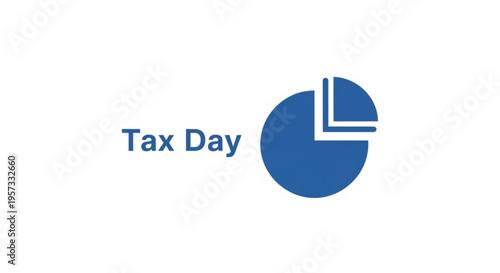 A blue pie chart icon with the words Tax Day next to it on a white background