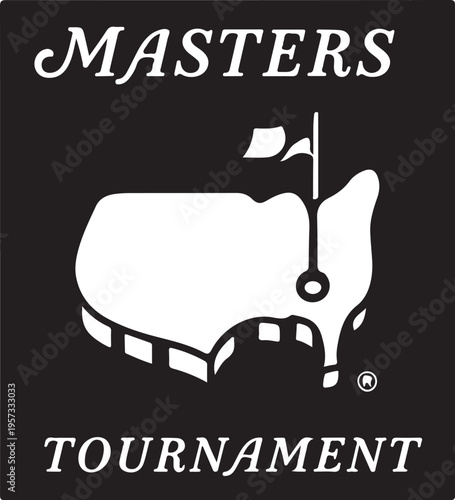 Masters Tournament logo, golf tournament emblem, Augusta golf vector, black and white icon