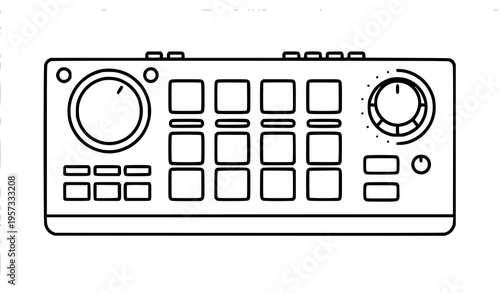 Minimal DJ sampler outline icon electronic audio device vector illustration
