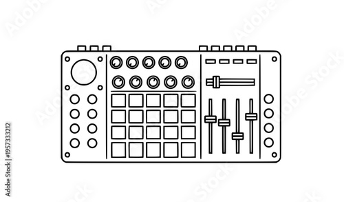 DJ sampler outline icon electronic music audio controller vector illustration