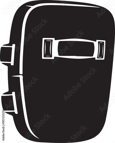 Black suitcase, luggage icon, travel bag, vector silhouette