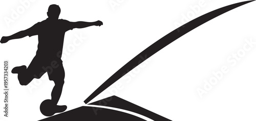 Black silhouette skateboarder, performing tricks, extreme sports, action icon