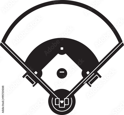 Baseball field, baseball diamond, sports icon, vector illustration