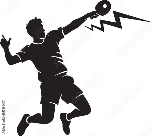 Volleyball player silhouette, athletic jump serve, black sports icon, action graphic