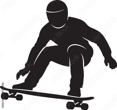 Skateboarder, skateboard, black silhouette, action sports, extreme, vector