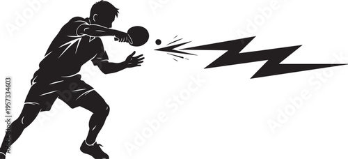Black silhouette of a volleyball player spiking ball, athletic sports icon, vector illustration