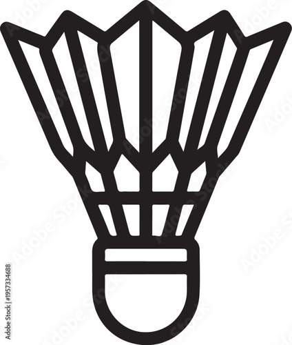Badminton shuttlecock, sports icon, black vector, athletic symbol, game illustration