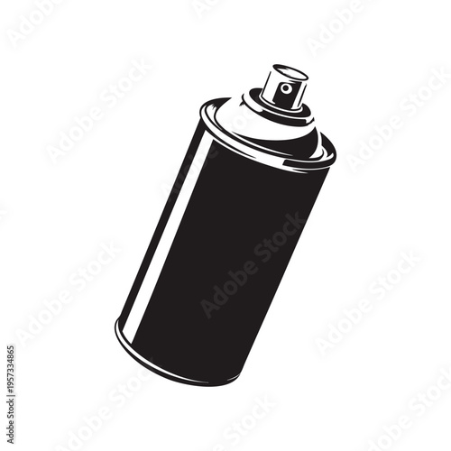Black and white illustration of spray paint can line art style vector