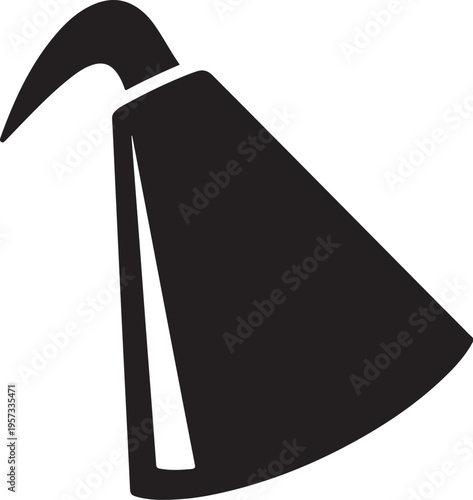 Black scythe icon, grim reaper symbol, death emblem, vector illustration