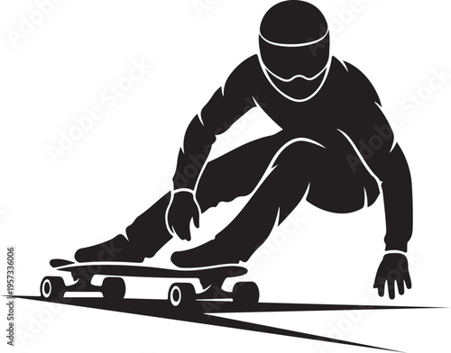 Vector silhouette of skateboarder in motion