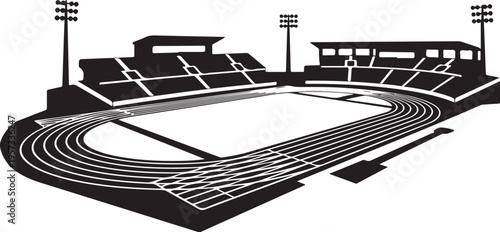Stadium track, athletic field, sports arena, running track