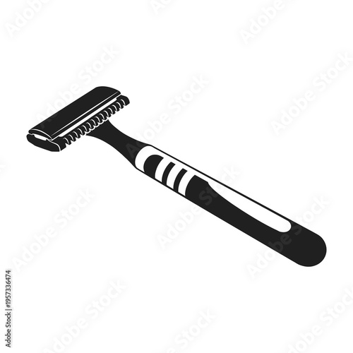 Black razor with white handle shaving tool