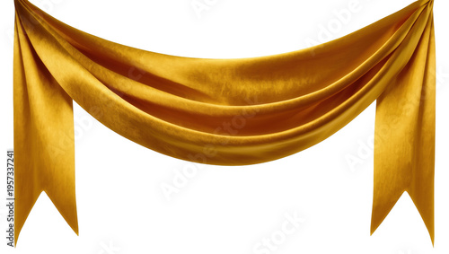 Obraz na plátne Elegant golden fabric gracefully draped, a flowing rich textile for decorative d