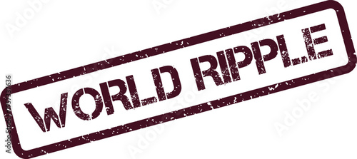 Global influence and far reaching impact displayed on a grunge textured rubber stamp emblem