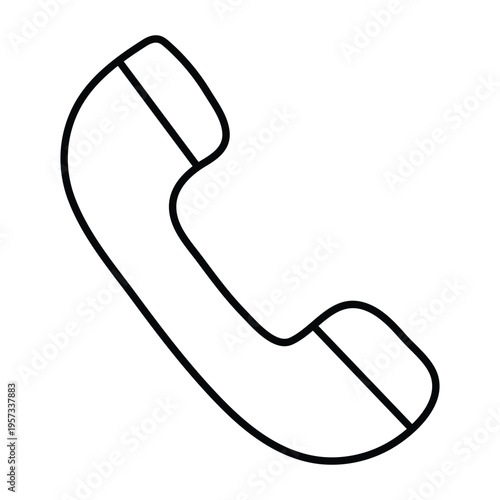A black line drawing of a telephone handset