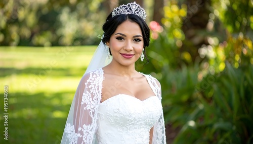 Wallpaper Mural Beautiful Bride in Wedding Dress and Veil Outdoors. Torontodigital.ca