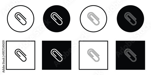paper clip icon vector set. attachment icon set. paper attachment clip icons. email attachment symbol. attachment and paper clip icon for app, ui and website. vector illustration on transparent bg eps