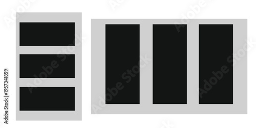 Photo frames collection. Tree empty white photo frame mockups