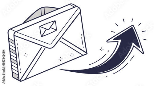 Email message with upward trending arrow illustration.