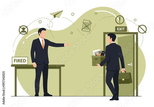 Manager firing employee, job termination and career departure concept