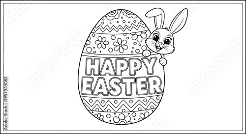 Happy easter sunday illustration with easter egg and bunny