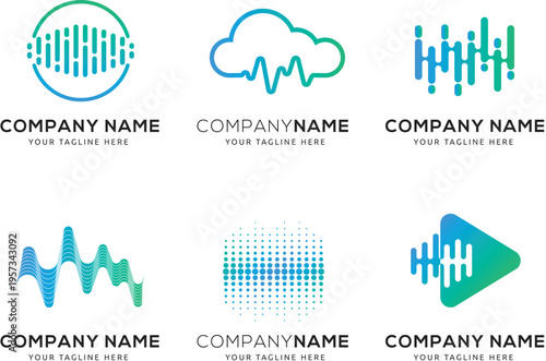 High audio quality pulse symbol for radio station logo design vector