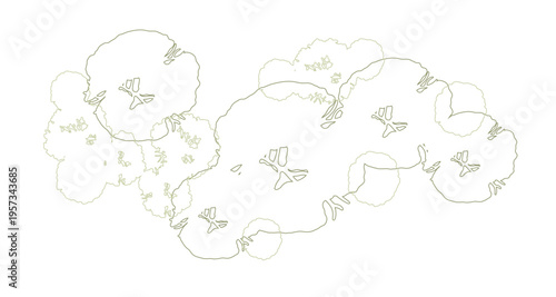 Trees for urban planning and architectural plans. Outline vector for landscape design and exterior entourage.