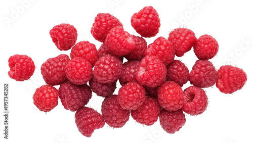 Vibrant and juicy red raspberries piled together, fresh and sweet for healthy eating