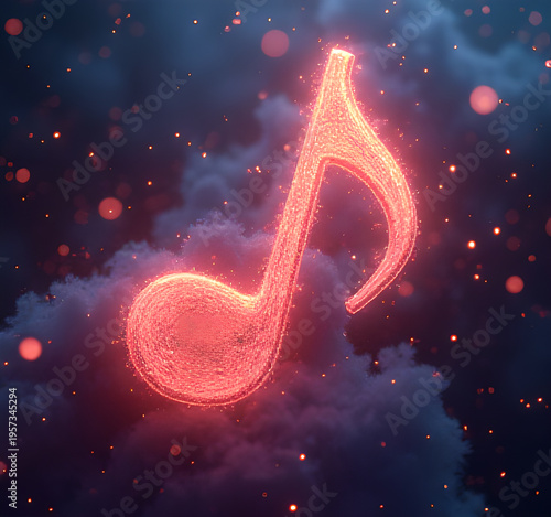 Musical symbol note bright burning whistling icon sign