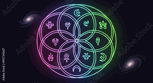 Sacred Geometry Symbol, Flower of Life, Esoteric Symbols, Cosmic Background