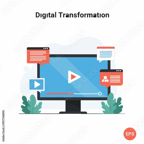 Digital transformation technology concept illustration.