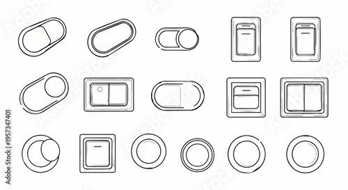 Collection of various button icons.