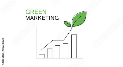 Green Marketing Growth Chart with Leaf Icon