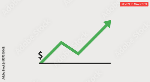 Green arrow graph showing revenue growth and profit increase with dollar sign