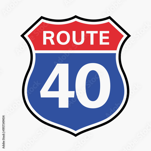 Canvas Print 40 route sign icon, vector road 40 highway, interstate symbol, US California fre