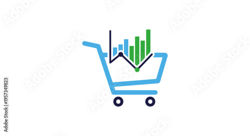 Shopping Cart with Upward Trend Graph, Business Growth Concept