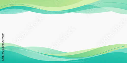 Abstract green and blue wave background with flowing lines and modern nature inspired design illustration