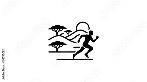 Silhouette Of Runner In African Landscape
