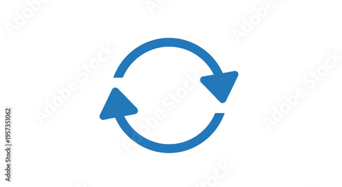 Blue Circular Arrows Refresh Icon on White Background