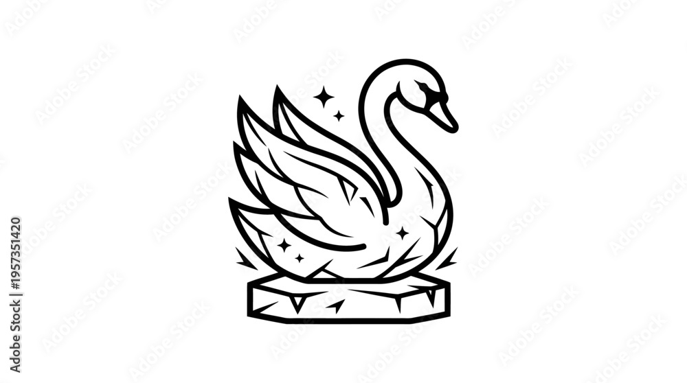 Fototapeta premium Elegant Black and White Swan Vector Design