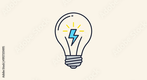 Creative Idea Light Bulb with Lightning Bolt Illustration