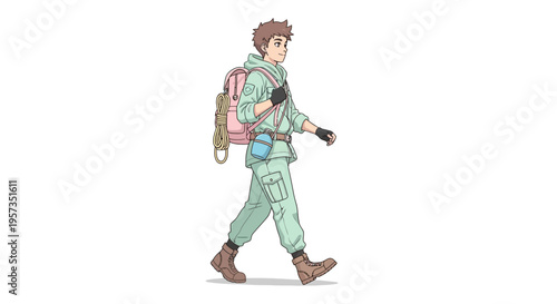 Wallpaper Mural Young man walking with backpack on. Torontodigital.ca